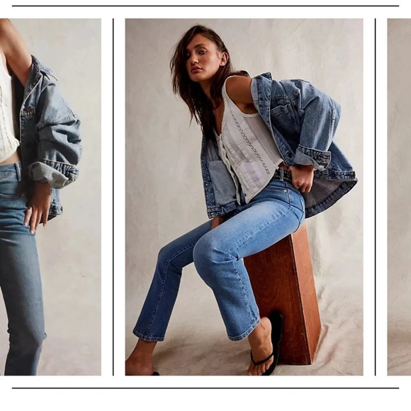 We The Free Low Maintenance Mid-Rise bootcut Jeans light blue denim boho spring - Picture 2 of 11